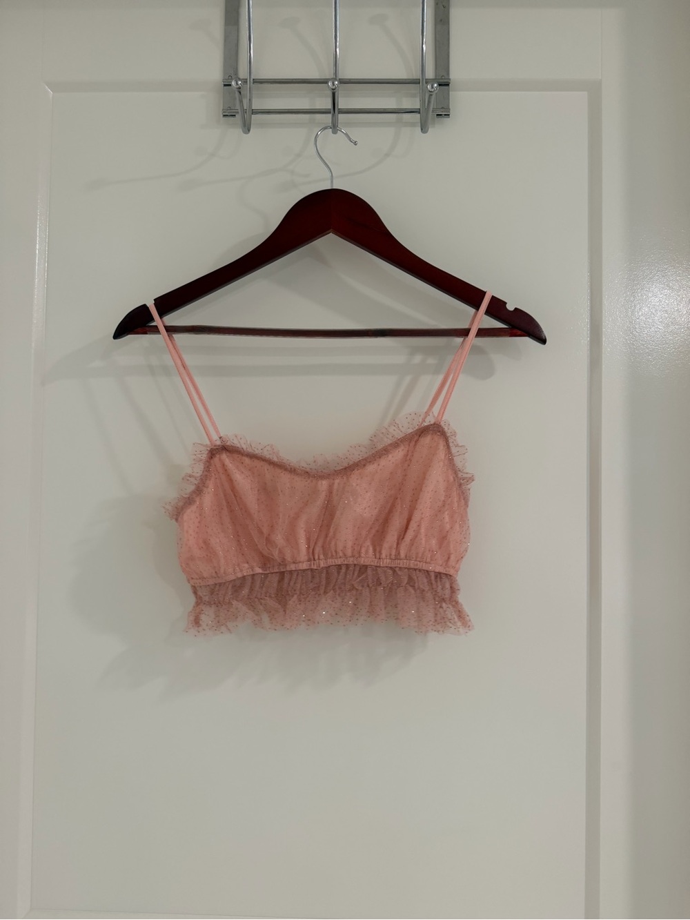 Nasty Gal - Festival Ready - Sheer Ruffle Crop Bralette - Dusty Pink
